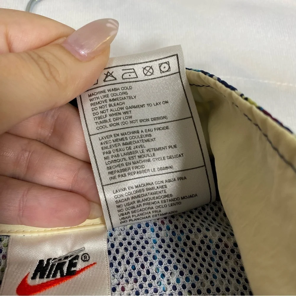 Nike Vintage Blue Patterned y2k Windbreaker Anorak Jacket Hood size Large